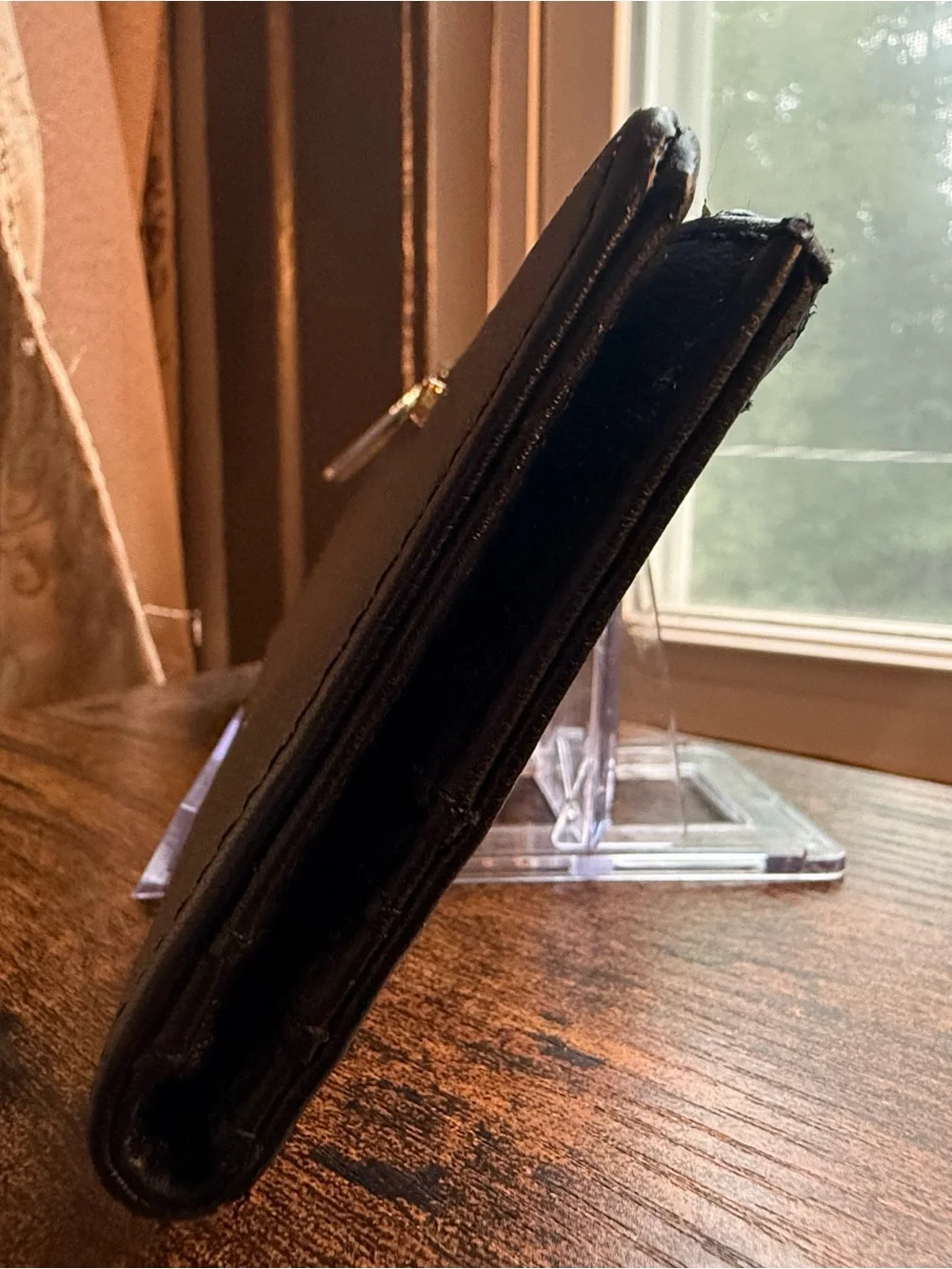 Steve Madden Black Wallet with Gold Logo Plaque
